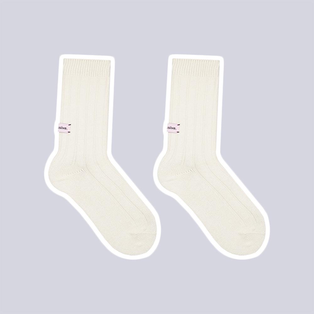 

Модные носки средней длины с розовой этикеткой из толстой нити для мужчин и женщин - стиль рабочей одежды осень/зима One Size 36-43 бежевый