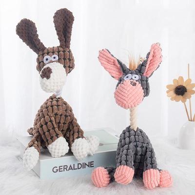 Toy Molar Teeth Cleaning Puppy Toys Plush Dog Toys Corduroy for Small Medium Dogs Animal Dog Squeaky Toy Bite Resistant Chew