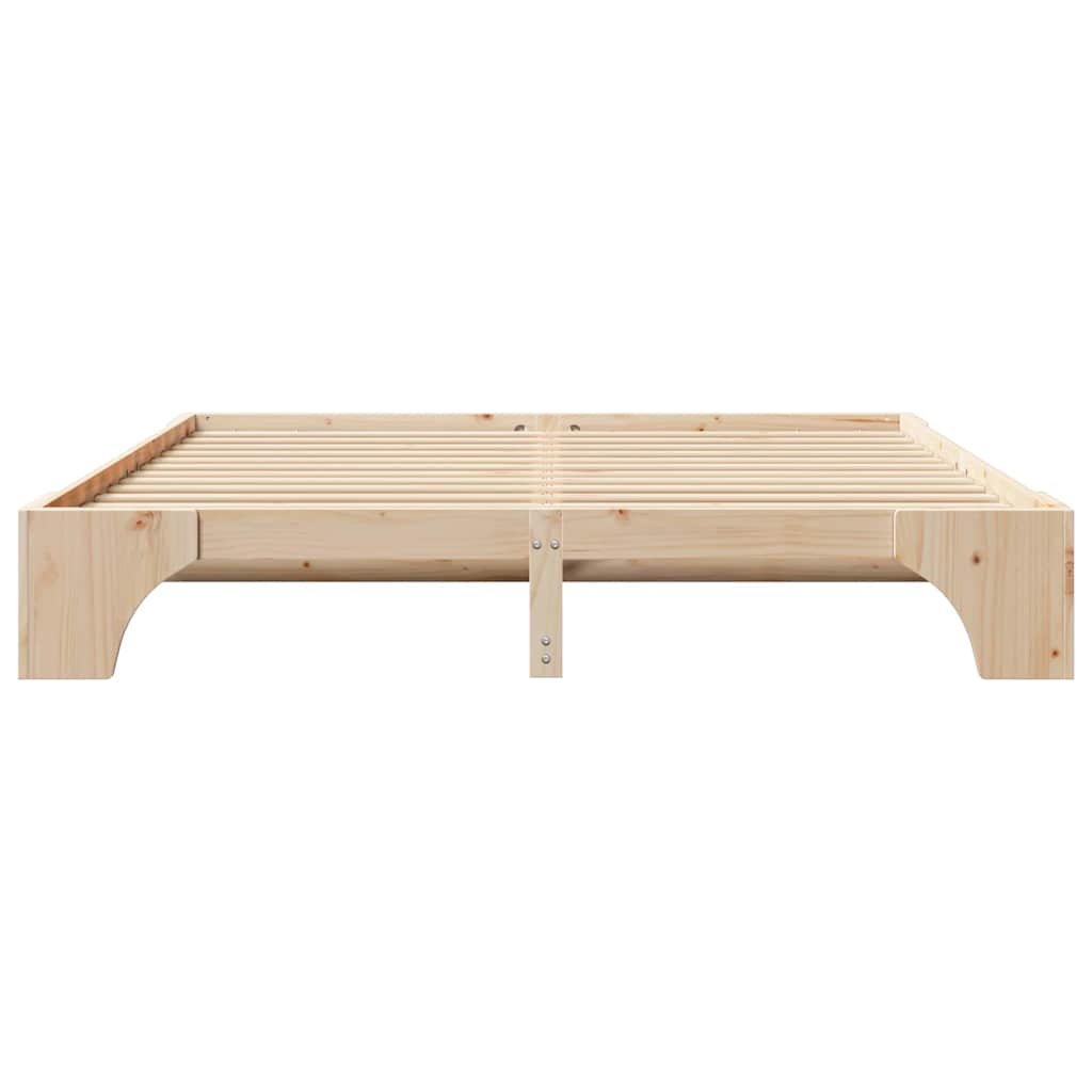 Natural Wooden Bed Frame 180 x 200 cm Solid Pine Wood