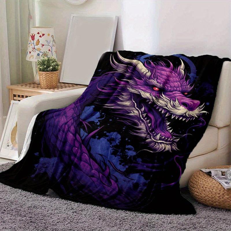 

1pc Dragon Printing Lightweight Flannel Blanket, Comfortable and Warm Blanket, for Camping Sofa Bed and Couch Office, in All Seasons 130cmx150cm