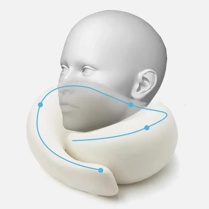 Cuscino cervicale in memory foam, per vertebra cervicale, da viaggio, portatile, per la pausa di mezzogiorno, tipo U, per dormire, da campeggio, borsa da trasporto
