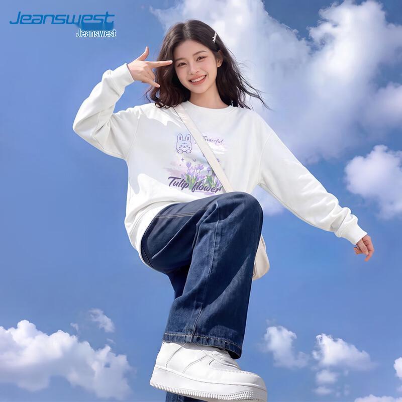 Jeanswest Women's Casual Crewneck Pullover Sweatshirt
