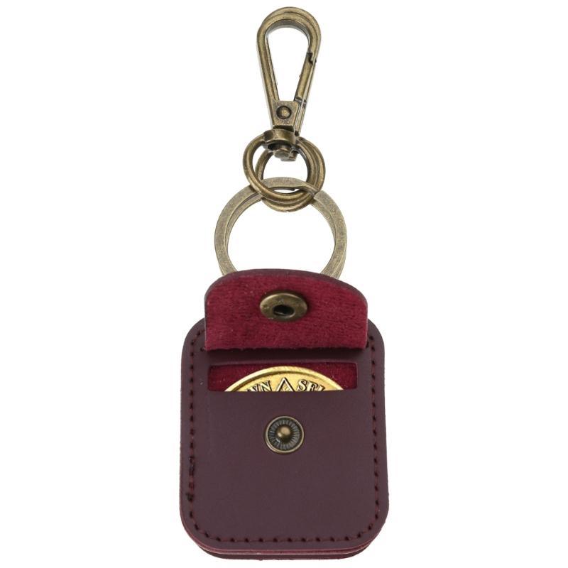 Elegant Leather Ring Holder Keychain Practical Leather Keychain with Pouch Essential Accessory for Active Lifestyles