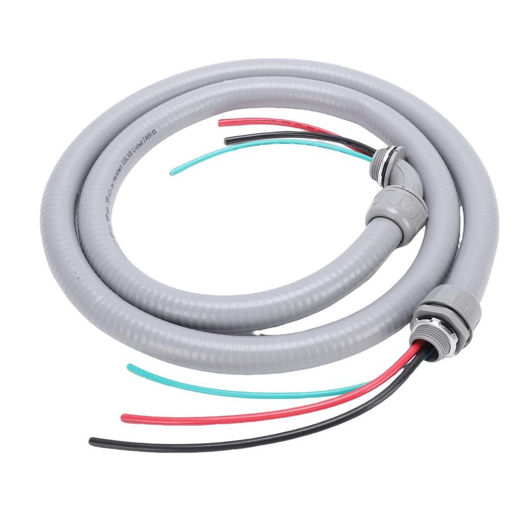 Power Whip Assembly 3 4inch 6ft Nonmetallic Liquid Tight Flexible Electrical Conduit with Wire for Small Split Air