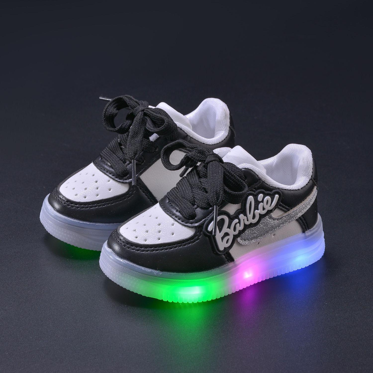 

Кроссовки для девочек Letter-light Board Shoes Spring Soft Soled Sneakers for Kids Повседневная легкая обувь для мальчиков 21 чёрный