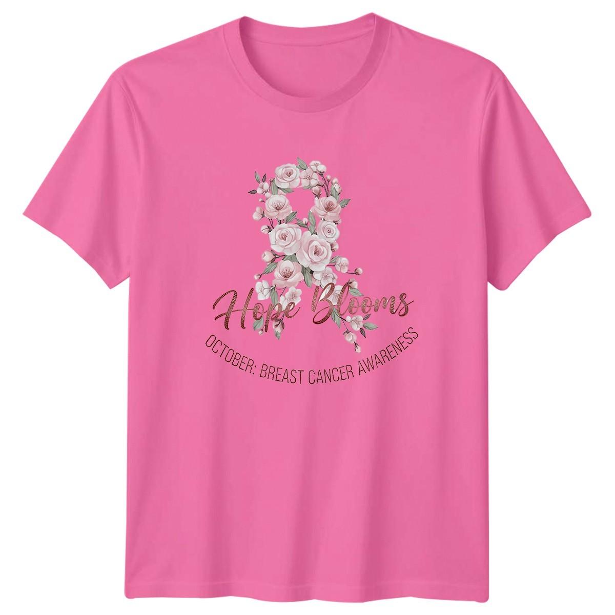 Надежда Цветет Октябрь Месяц осведомленности о раке молочной железы Цветочная лента Мужская Женская Графический 4XL