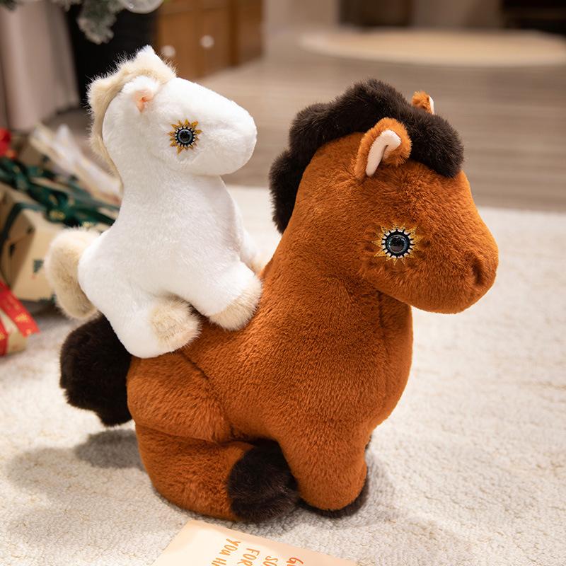 Cartoon Soft Little White Horse Doll Plush Toy Foal Zodiac Horse Doll Children Accompany Soothing Doll
