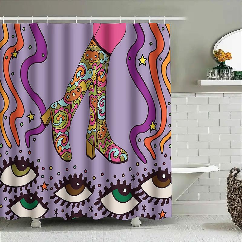 Bohemian Shower Curtain Set Nature Floral Pattern Waterproof Bathroom Decor Vintage Hippie Tapestry Wall Hanging Home Textile