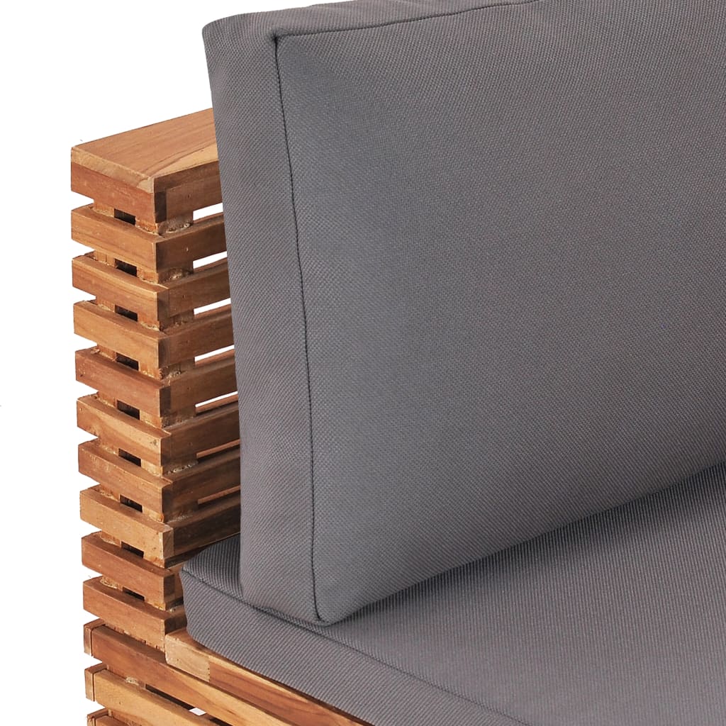 Garden Center Sofa with Grey Cushion Solid Teak Wood
