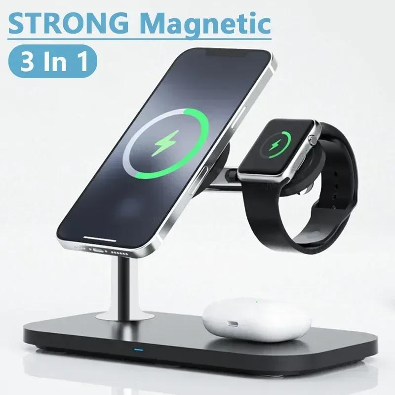Nowa Magnetyczna Szybka Bezprzewodowa Ładowarka Stojak Uchwyt na Telefon Komórkowy Dla Magsafe iPhone 16 15 14 13 Pro Max Airpods iWatch 6/SE/7