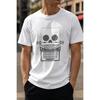 Plus Size - Men's T-Shirt S-5XL Featuring a Vintage Typewriter Skull Graphic Print - a Casual Short-Sleeve Round-Neck Top With a Relaxed Fit,