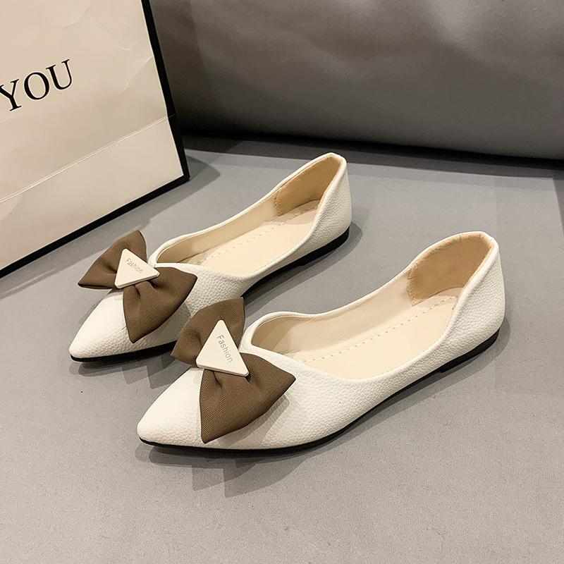 

Pointed single shoes women s spring and autumn new versatile shallow mouth women s shoes summer models Shu 40 бежевый