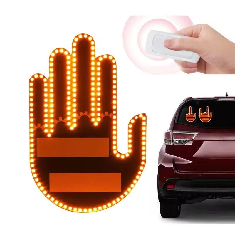 Neues Auto-Ausdrucks-Fingerlicht mit Fernbedienung, LED-Beleuchtung, Gestenlicht, Road Rage, Mittelfinger-Geste, Palmenlicht