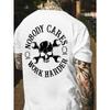 European Sizes Men'S Vintage Skull & Letter Print T-Shirt - "Nobody Cares, Work Harder" Design, White Casual Summer Tee for Adults,