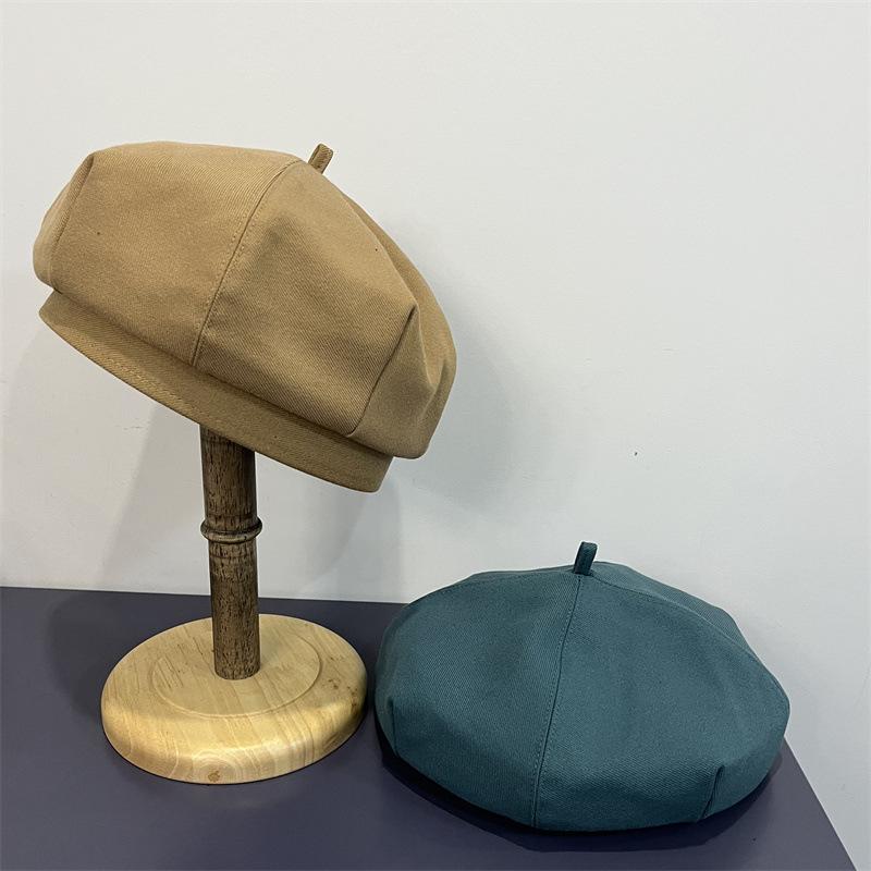Autumn and Winter Solid Color Beret Female British Retro Bud Hat Fashion Versatile Pumpkin Hat Painter Hat
