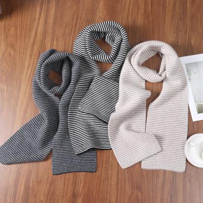 Women's 100% Cashmere Striped Ear-Protection Winter Scarf Soft Knitted Casual Fashion Versatile Elegant Personal Accessory