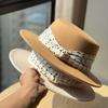 New Polka dot Elegant Flat top Hat for Autumn and Winter High Quality Gold Style Wool Top Hat Showing Face Small Warm Hat for Women