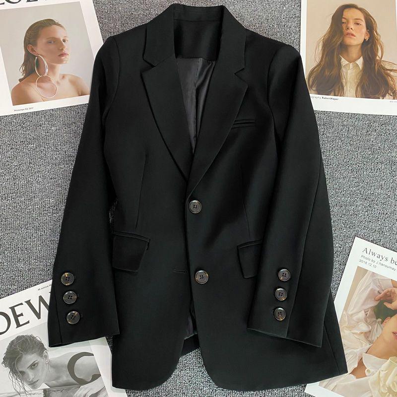 

2024 Korean Oversize Women s Casual Suit - High-Quality Spring/Autumn Student Straight Shoulder L 120-135 jin чорний