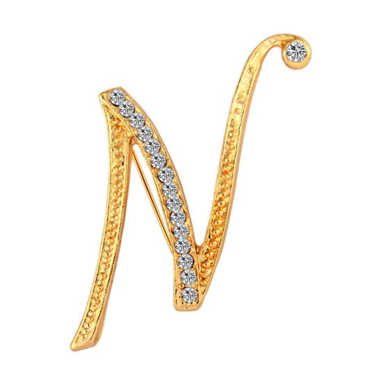 1 Pc Fashion Unisex Rhinestone English Letters Alphabet A-Z Brooch Pin Ornament