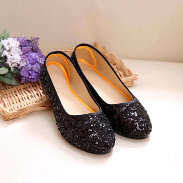 Cloth Shoes for Women Fashionable Sequins Flat Bottomed Women's Singles Mother's Shoes Flat Heels Lightweight Women's Shoes