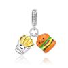 Charm Bead Charms Copper French Fries Burger Pizza Collection Coffee Bread Threepiece Set for Women Diy Bracelets Necklaces Gift