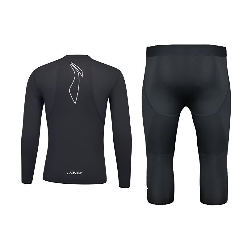 Li-Ning Fashionable Quick-Drying Breathable High Elasticity Training Fitness Set Unisex activewear YUDV013-1+YUQV001-1