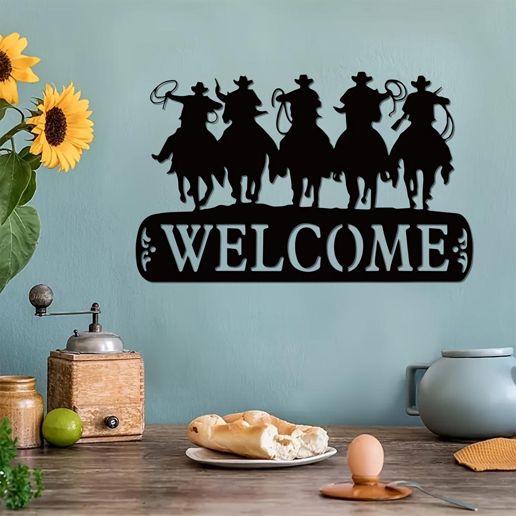 1pc Western Cowboy Horse Metal Wall Sign, Horseshoe Art for Horse Lover, Unique Gift Idea Halloween Christmas New Year
