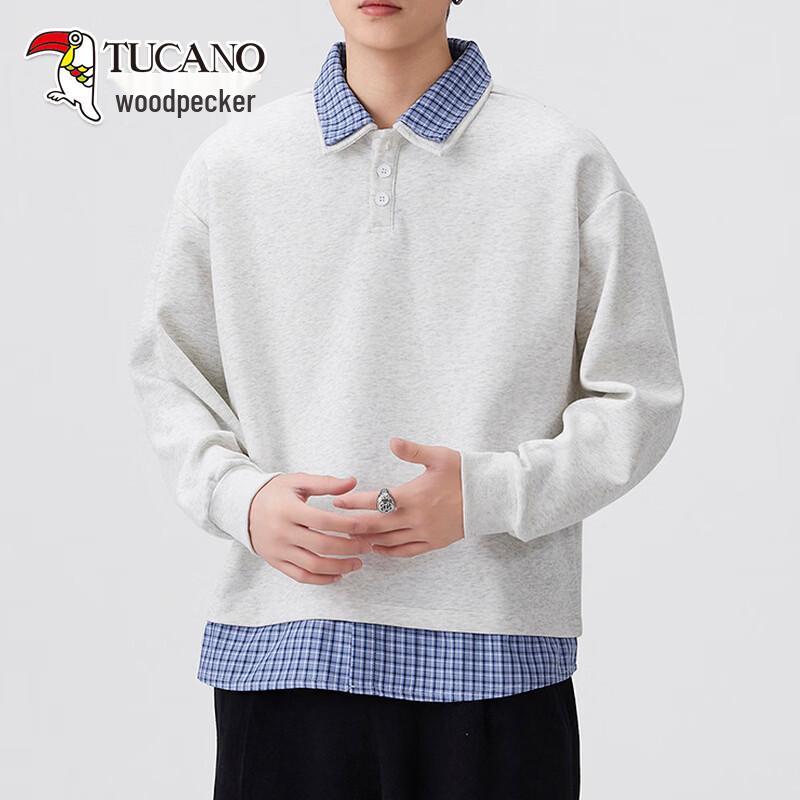 TUCANO Men's Faux Two-Piece Polo Collar Sweatshirt