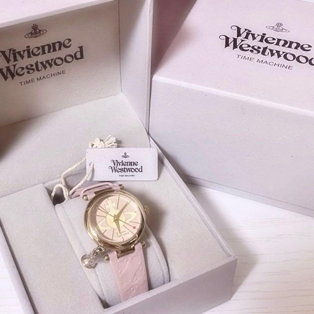 Used Vivienne Westwood Watch Orb Silver Pink Leather