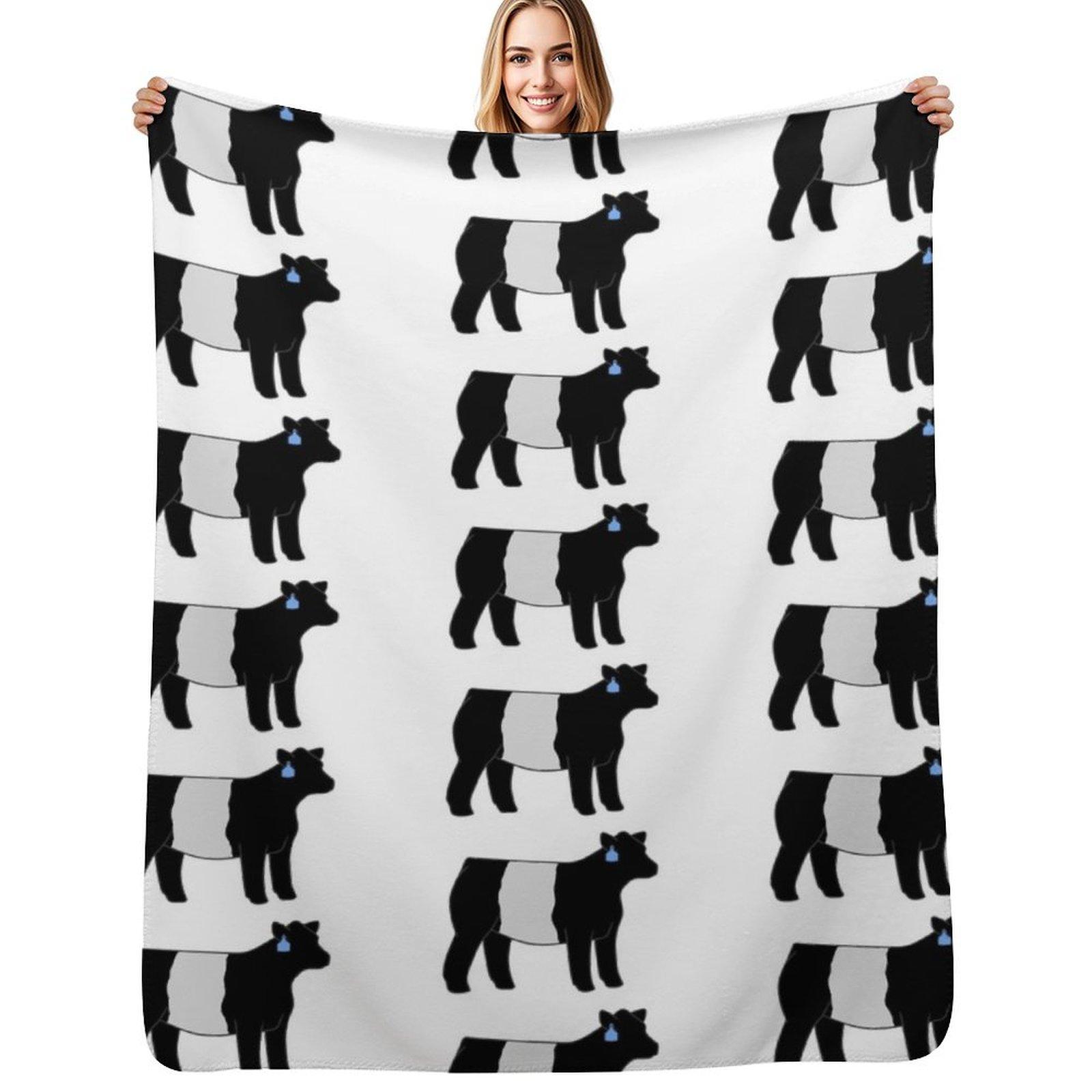 Belted Galloway Heifer Throw Blanket Elegant Warm Throw Blanket for Hotel Home Size: 75*100cm, Weight: 230 GSM