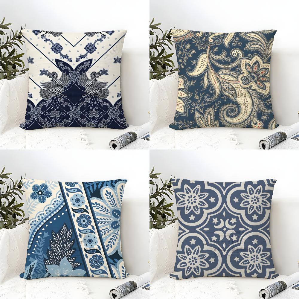 Classic Batik Printing 1 Pillow Case Linen Cushion Covers For Decorative Sofa Home Pillows Case Car Chair Pillows Cases