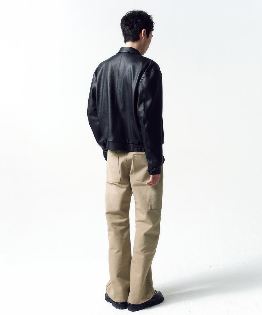 Insilence Goat Skin Piping Leather Jacket Black