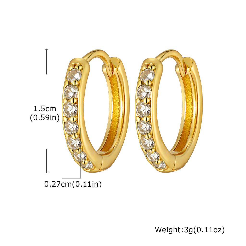 Exquisite Minimal Cubic Zircon Hoop Earrings, Metal Small Huggie Earrings for Women, Hypoallergenic Fashion Piercing Jewelry