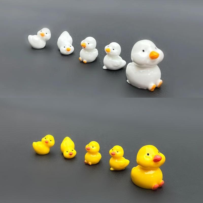 5 szt./zestaw Urocze Mini Kaczuszki Dekoracje Domowe Ozdoby Dekoracja Wnętrza Samochodu Ozdoby Samochodowe dla Kobiety Mężczyzny Prezent Kawaii Akcesoria