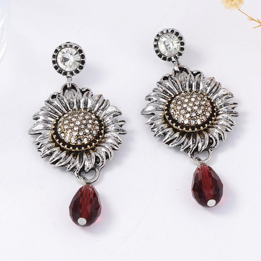 Fashion Metal Sunflower Plant Dangle Earrings ZAA New Classic Vintage Earrings Women Daily Jewelry Accessories