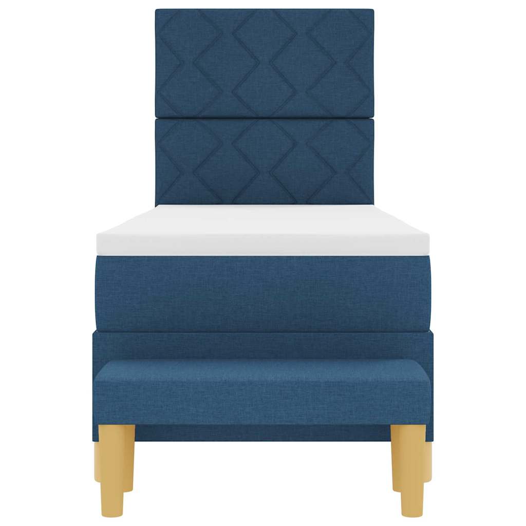 Box Spring Bed with Headboard Blue 200 x 80 cm Fabric