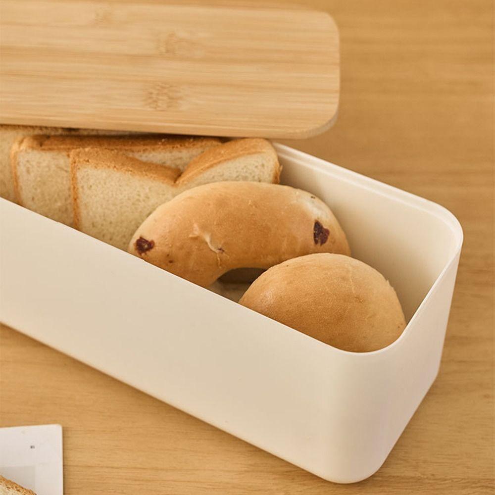 Cutting Board Lid Bread Box With Wooden Lid Bamboo Lid Spacious Container Bread Storage Bin Space Saving Fresh Keeping