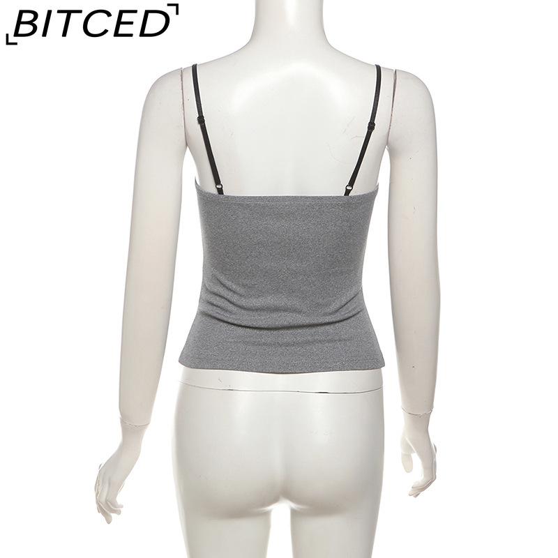 BITCED Summer Women's Solid-Colour Slim-Fit Streetwear Fashion Halter Neck Sexy Backless Tank Top