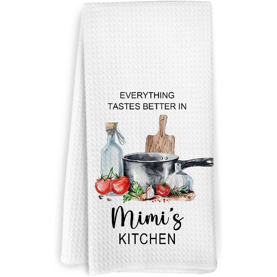 Nonna Gifts Kitchen Towels, Gifts for Nonni Grandma from Grandkids, Everything Tastes Better in Nonna's Kitchen Decorative Hand Tea Towels for
