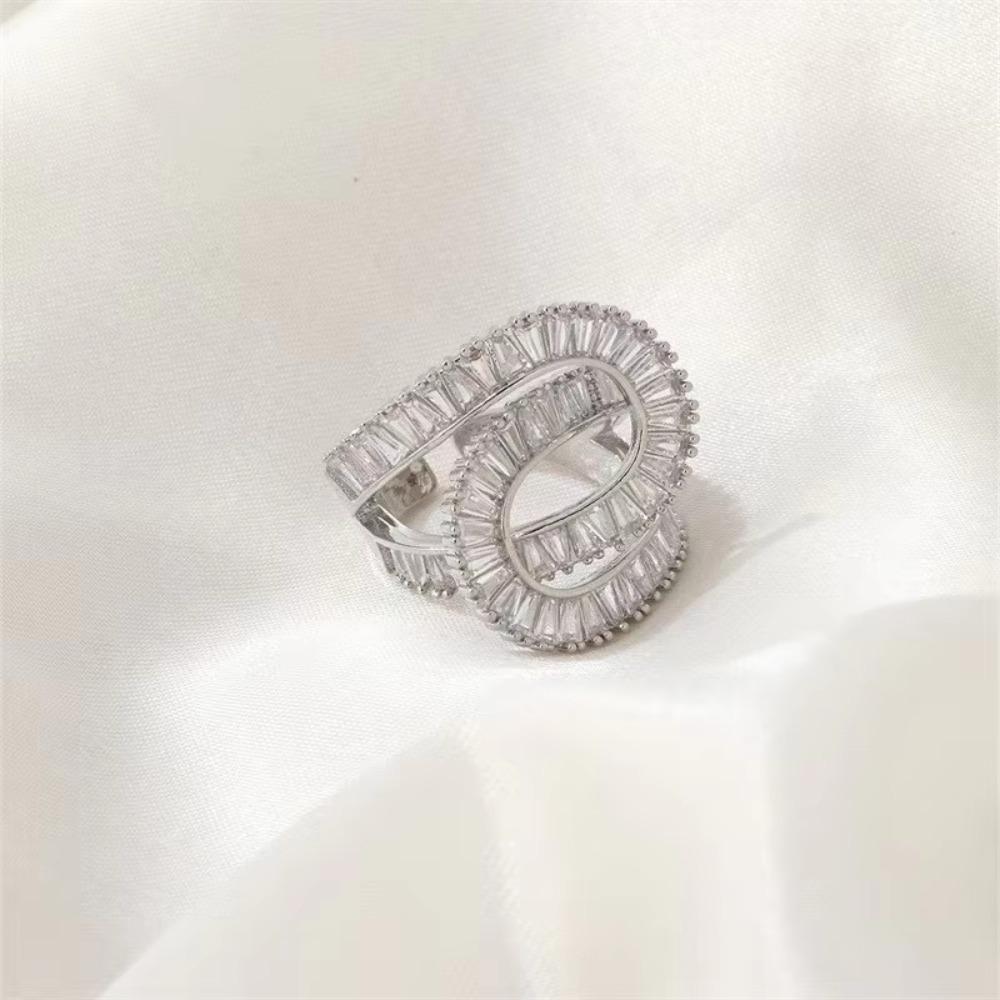 Zircon Rings For Women Open Stainless Steel Ring Trend Luxury Aesthetic Wedding Jewelry Freeshipping Items Anillos Mujer