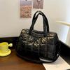 Cotton Clothing Bag Autumn and Winter New Embroidered Thread Space Cotton Messenger Bag Fashion Bright Women's Bag Casual Handbag