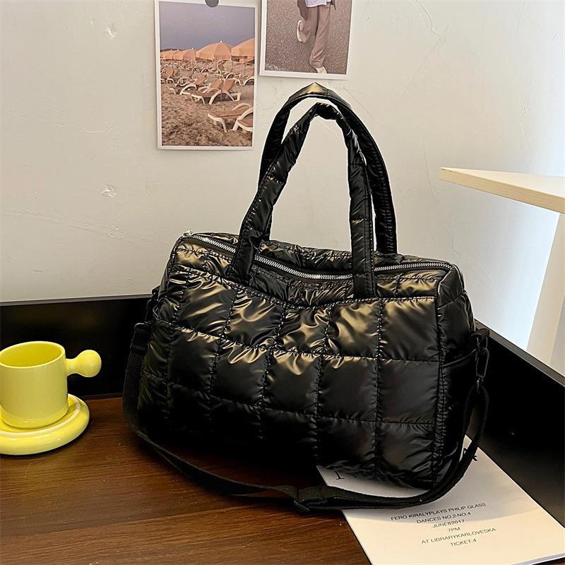 Cotton Clothing Bag Autumn and Winter New Embroidered Thread Space Cotton Messenger Bag Fashion Bright Women's Bag Casual Handbag