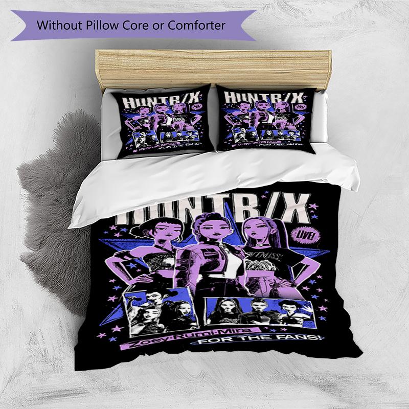 Set copripiumino 3 pezzi (1*Copripiumino + 2*Federe, Senza Nucleo),Set Biancheria da Letto con Stampa KPop Demon Hunters, Decorazione Camera da Letto, Stagione Unica, Regalo di Compleanno