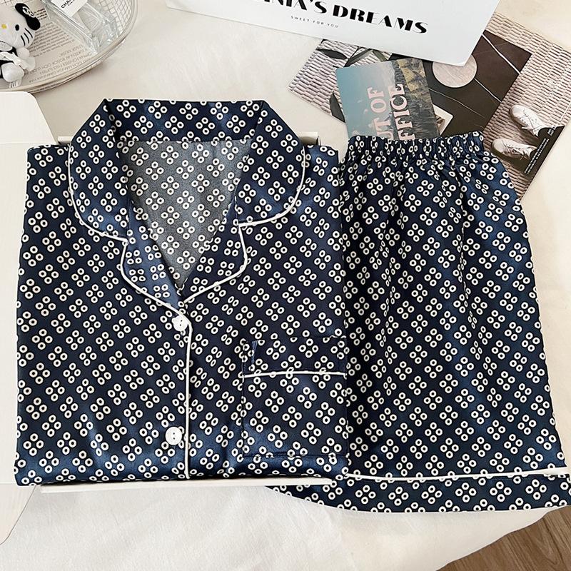 Niche Ice Silk Pajamas Wind Women'S Summer Casual Short-Sleeved Set Loungewear