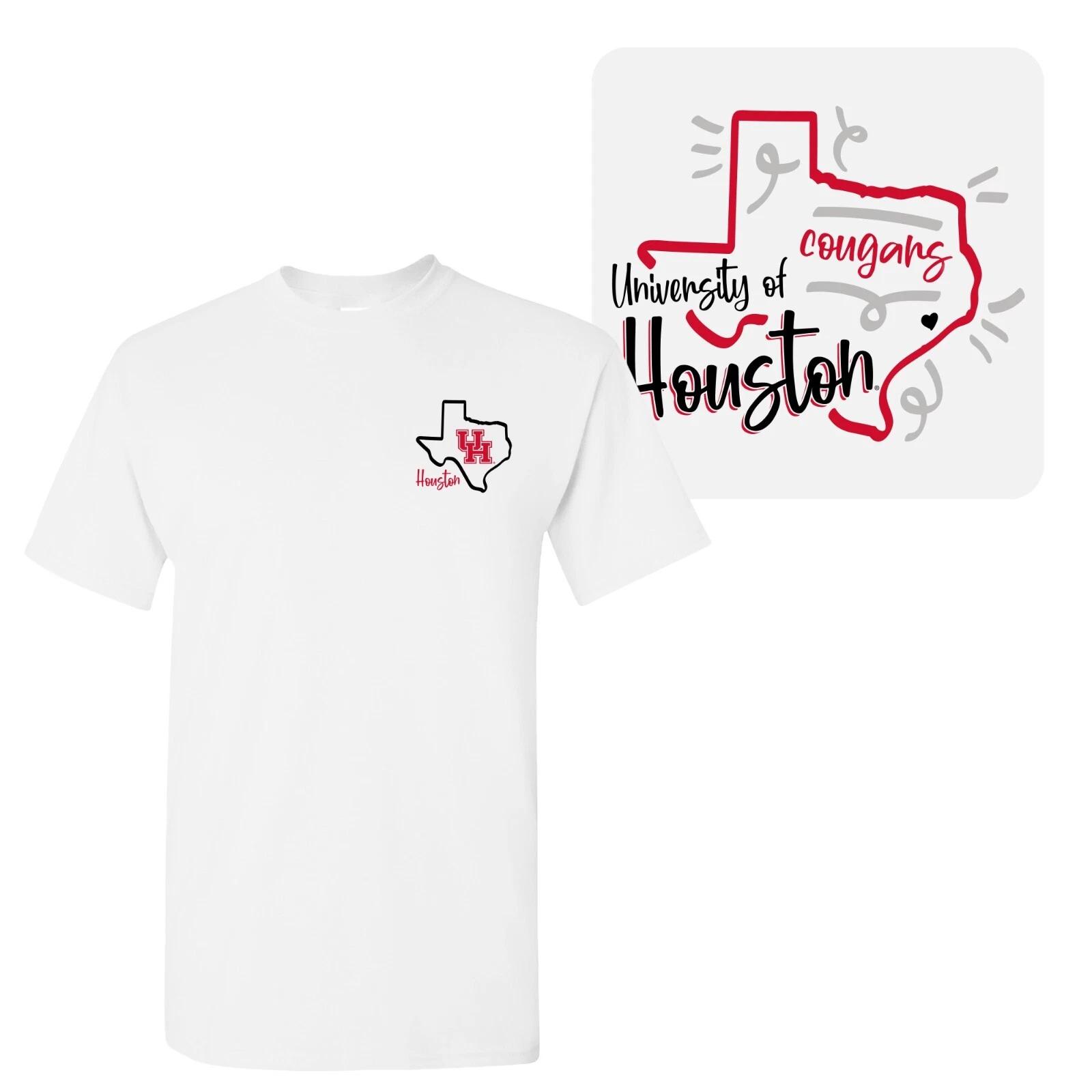 Houston Cougars Playful Sketch T Shirt - Team Color College University - White XL
