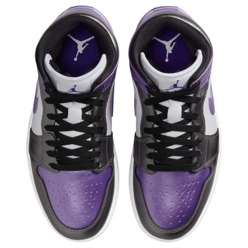 Jordan Air  1 Mid Comfortable Fashion Slip Resistant Durable Mid Top Retro Basketball Shoes Women Sneaker White Silver Purple HJ5911-105
