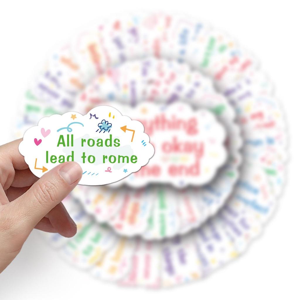 50 Motivational English Graffiti Stickers - Waterproof DIY Phone Case/Suitcase Decor