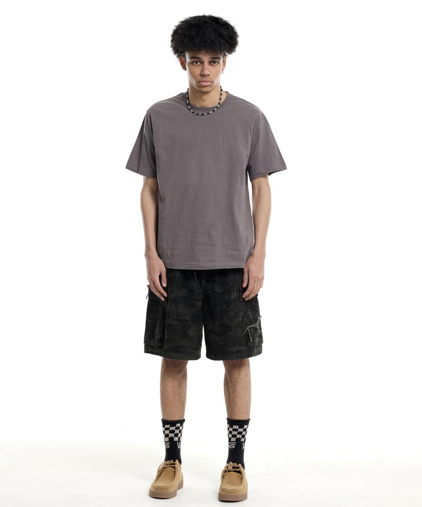 CREAM SODA LAB Camouflage Cotton Cargo Bermuda Elastic Pants Khaki