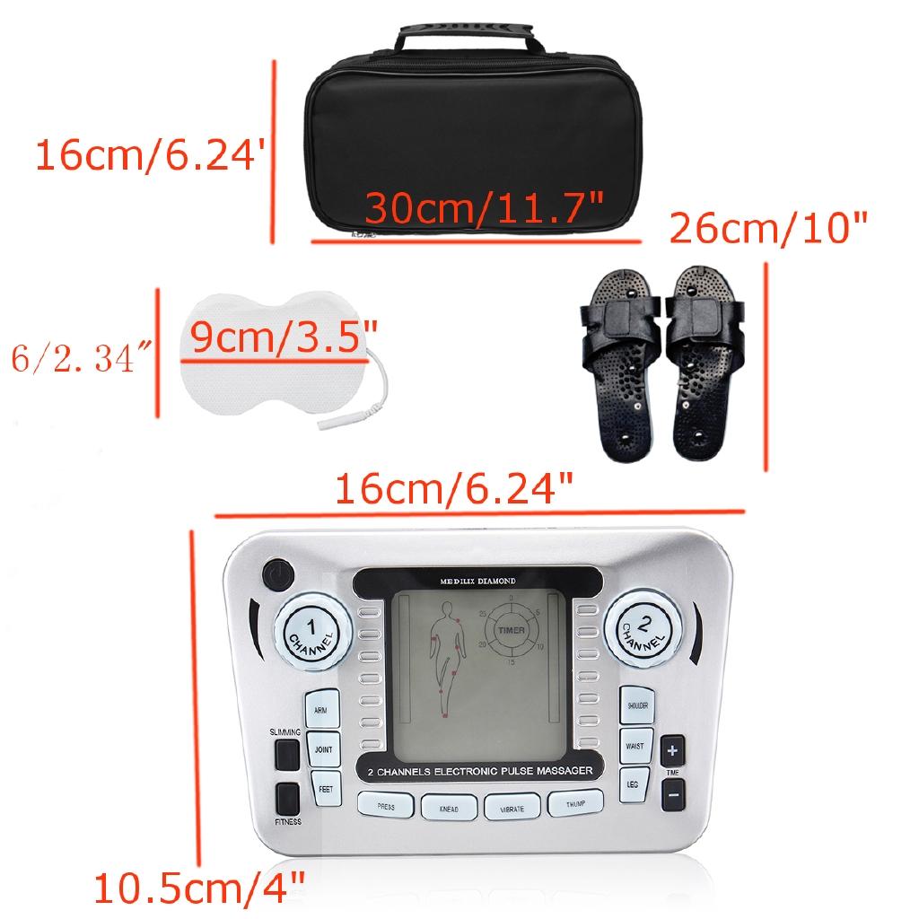 Multifunction LCD Slimming Massager Electrical Muscle Stimulator Body Massager Tens Acupuncture Machine +Slippers +4Pads