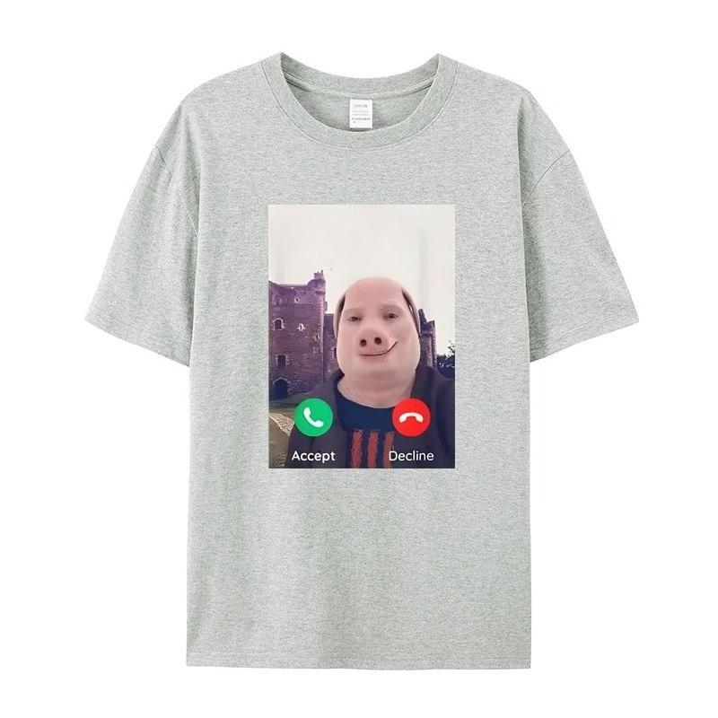 Pig Call Pattern Printed Men's T-Shirt Summer Vintage Kawaii Men's Women's Surfing Beach T-Shirt Unisex Breathable Casual Top